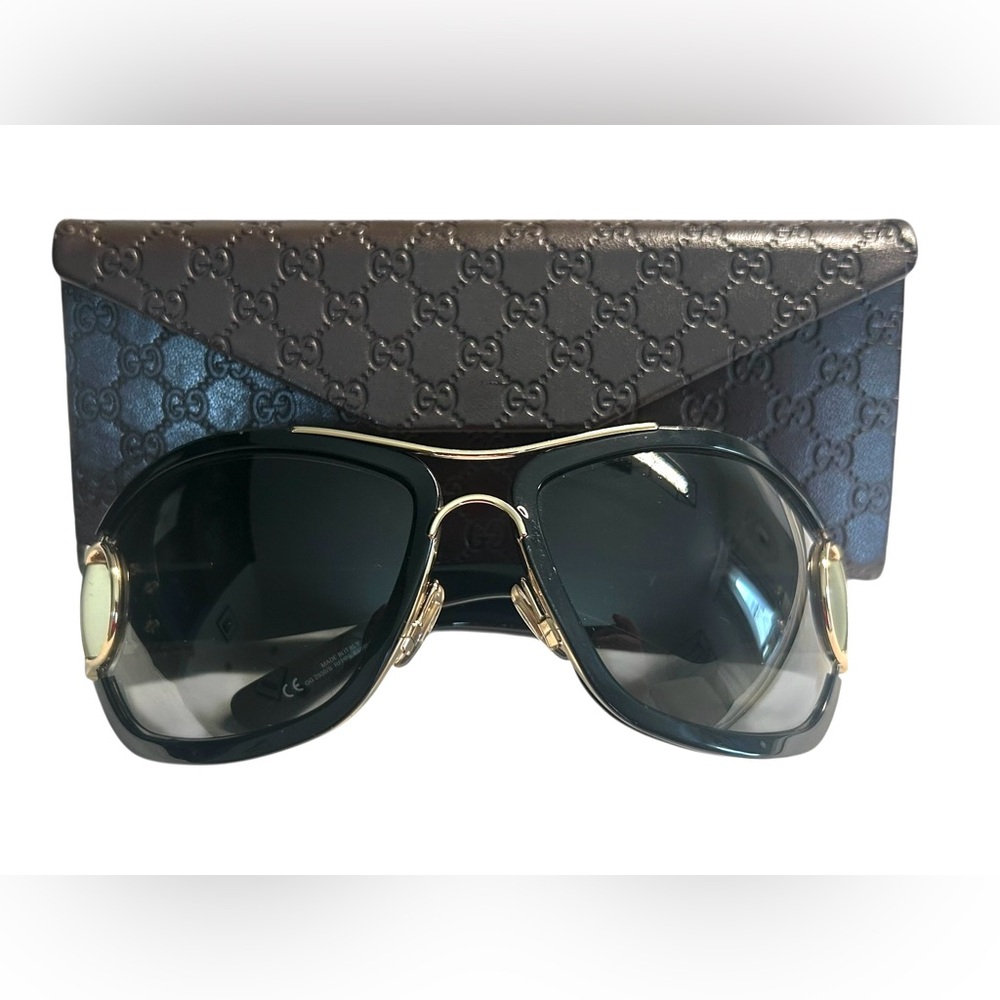 Gucci GG 2930 Black & Gold Sunglasses Authentic With Hard Case
